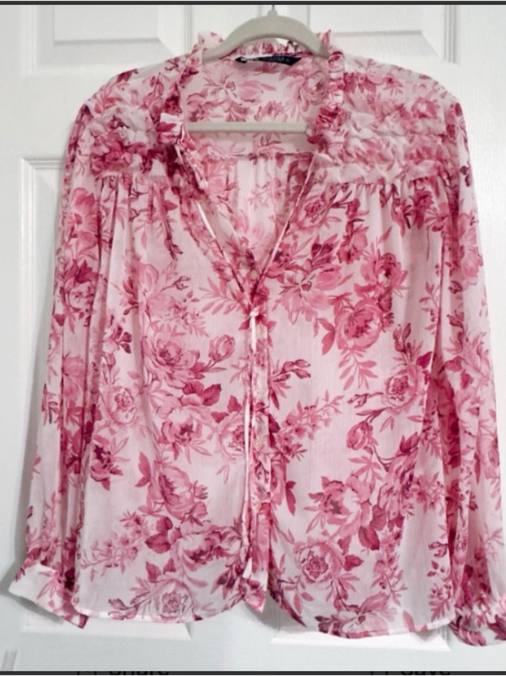 Pink Floral Ruffle Tie-Front Blouse